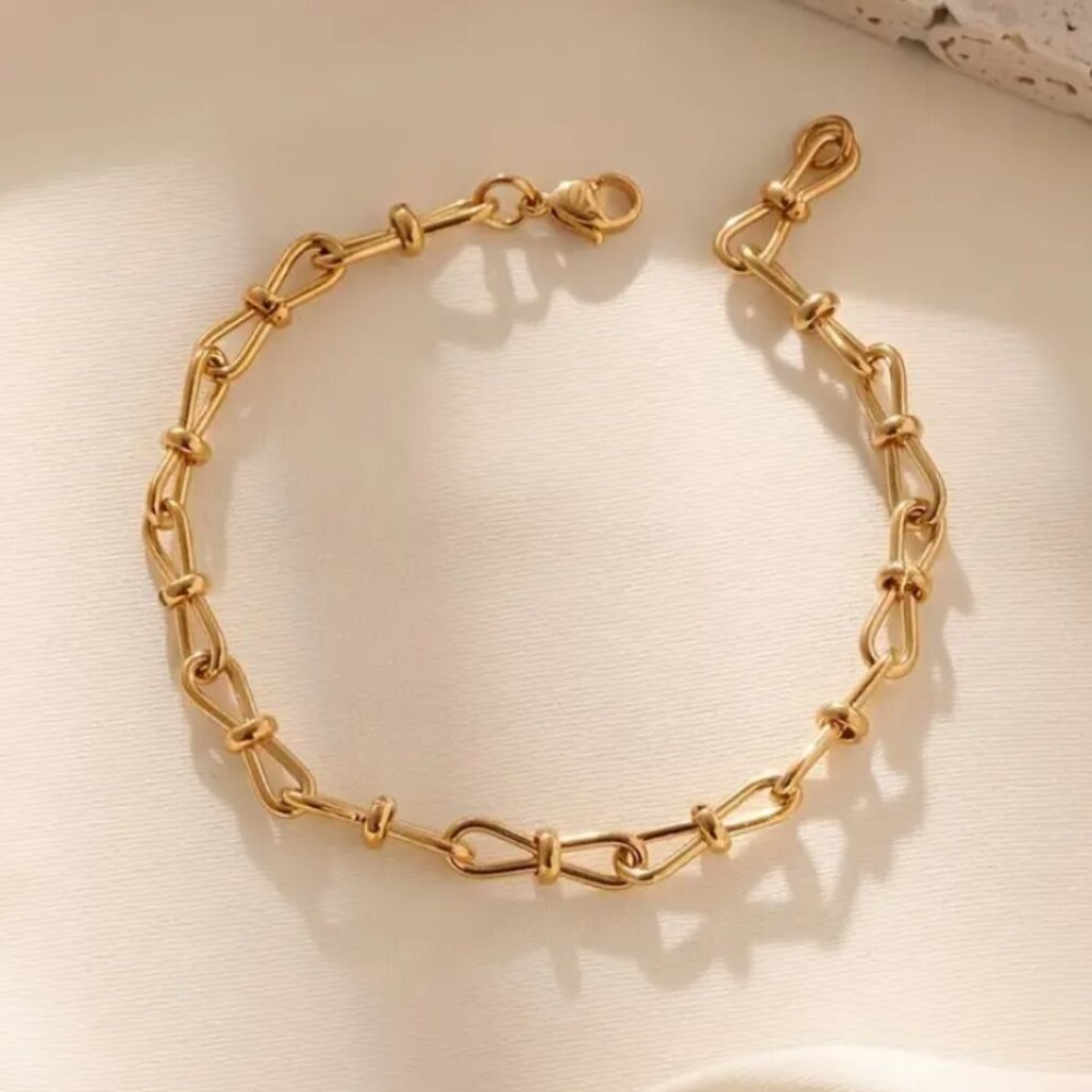 8.5" Womens 14K Gold Chain Link Style Bracelet Ladies 14 Karat Silver Jewelry